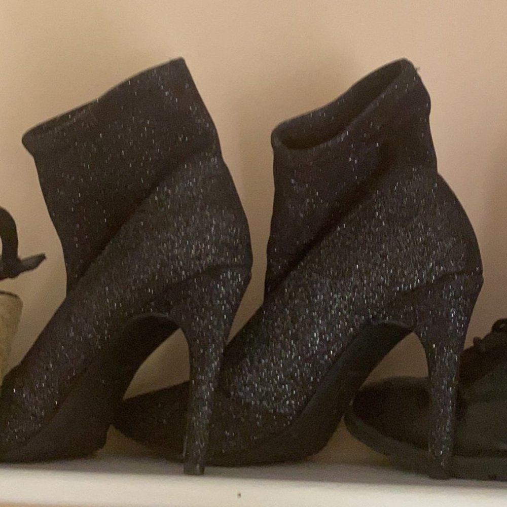 Black Sparkly Sock Heels